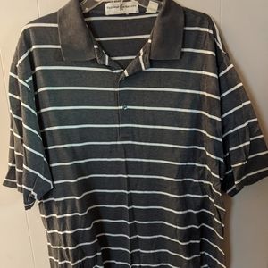 Fairway & Greene Men's Golf Polo Shirt Gray White Striped Size XL Short Sleeve
